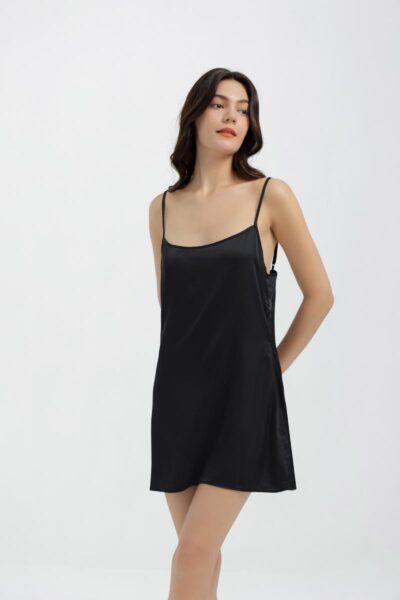 Black Silk Nightgown Slip Dress