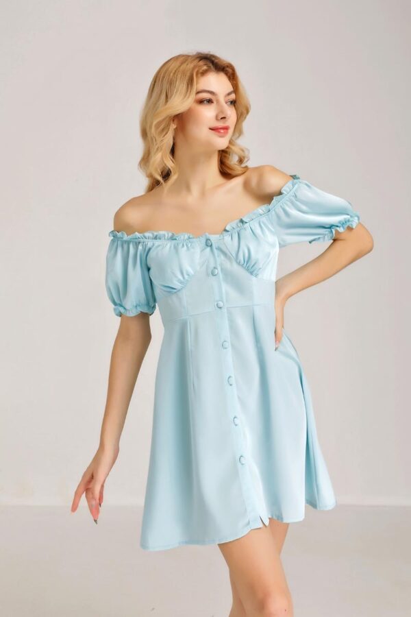 Elegant Sky Blue Silk Nightdress