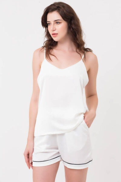 White silk pyjama set