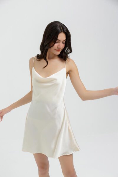 Silk Cowl Neck Mini Nightgown