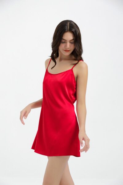 Red Silk Nightgown Slip Dress