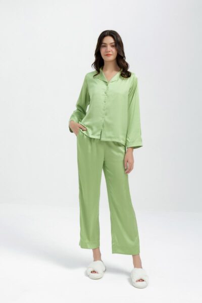 Emerald long silk pyjama set