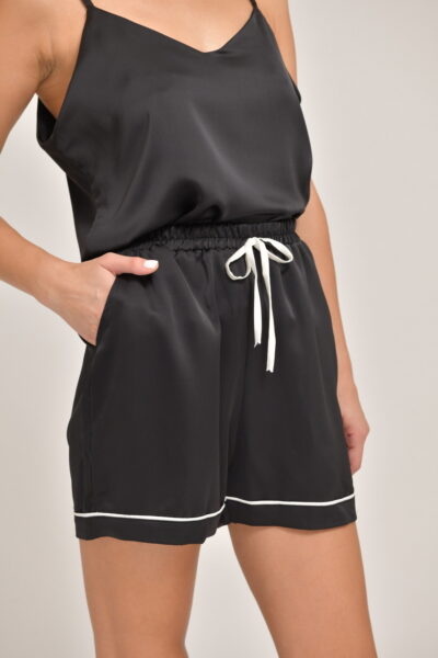 Silk Cami Boxer Set (Black)