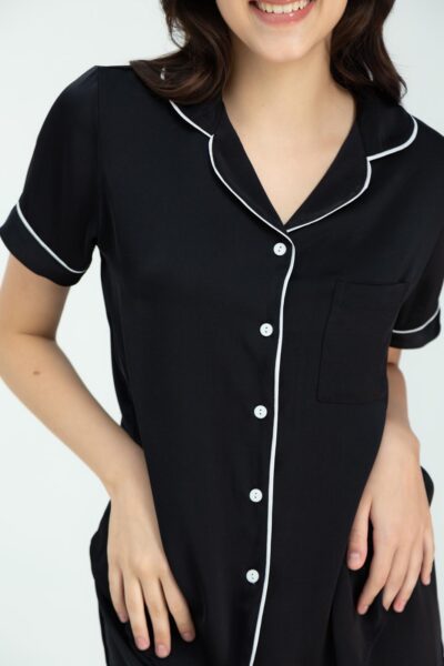 Short silk pyjama set black