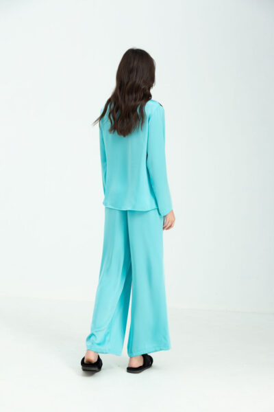 Azure Elegance Silk Pyjama (Turquoise)