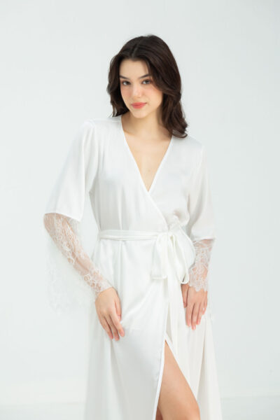 Long Pyjama Set with Lace Details (White)